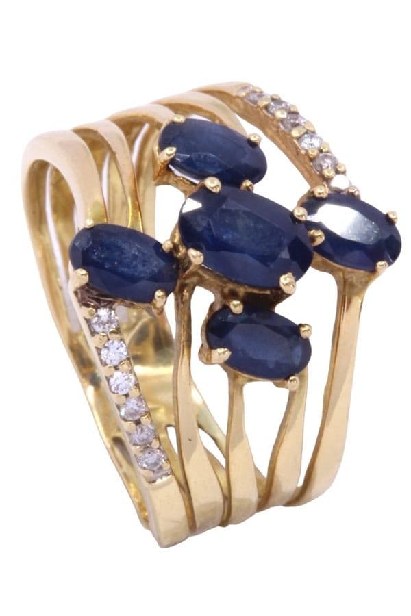 BAGUE MODERNE SAPHIRS ET DIAMANTS — vue 4