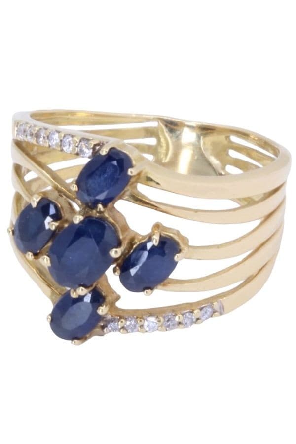BAGUE MODERNE SAPHIRS ET DIAMANTS — vue 6