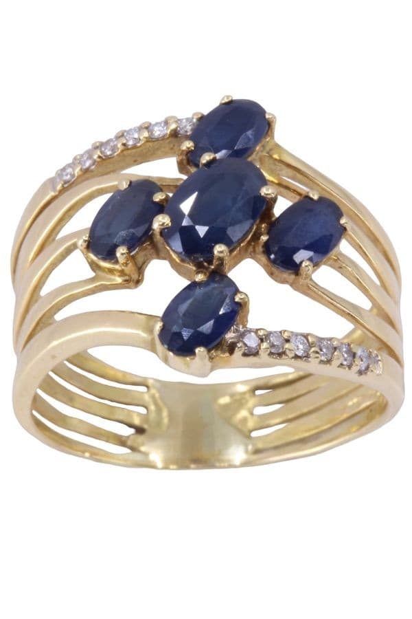 BAGUE MODERNE SAPHIRS ET DIAMANTS — vue 1