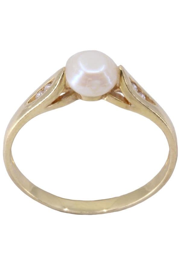 BAGUE PERLE ET DIAMANTS — vue 1