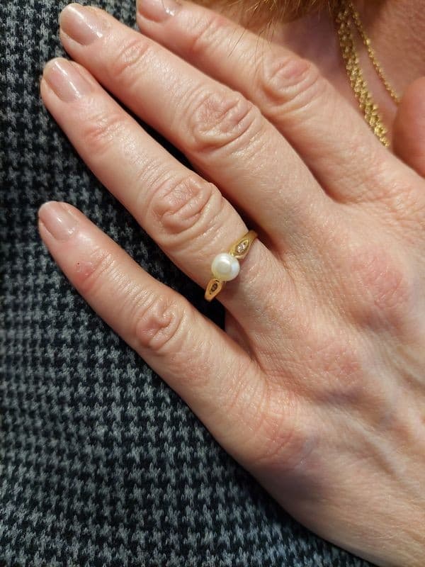 BAGUE PERLE ET DIAMANTS — vue 2