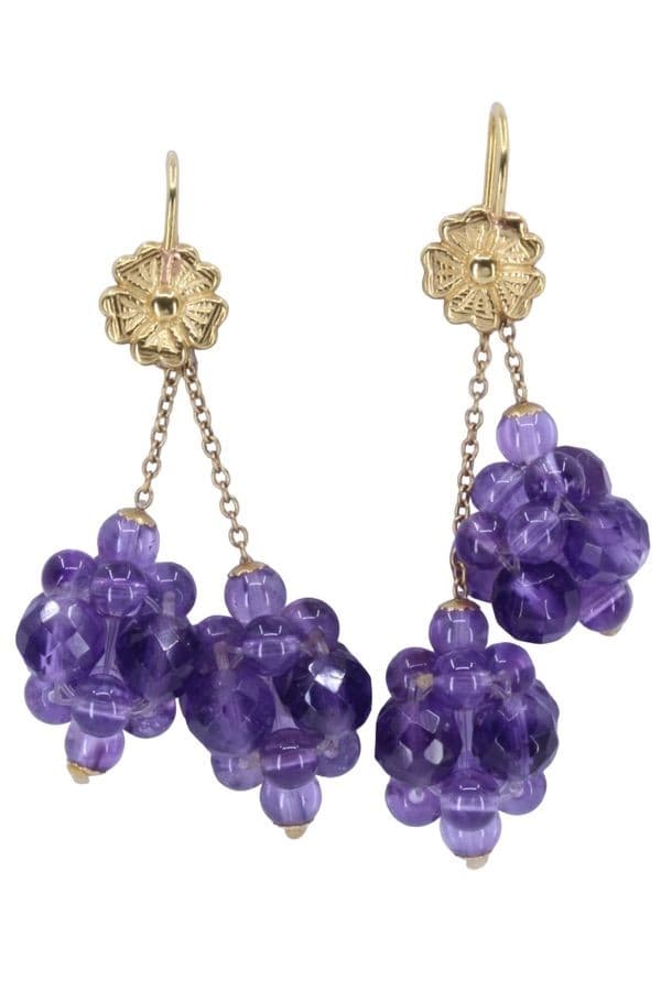 BOUCLES D'OREILLES PENDANTES AMÉTHYSTES — vue 1