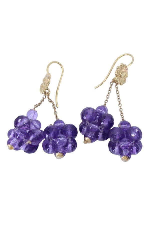 BOUCLES D'OREILLES PENDANTES AMÉTHYSTES — vue 3