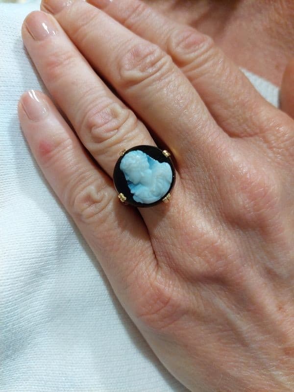 BAGUE CAMÉE ANCIENNE CORNALINE — vue 2