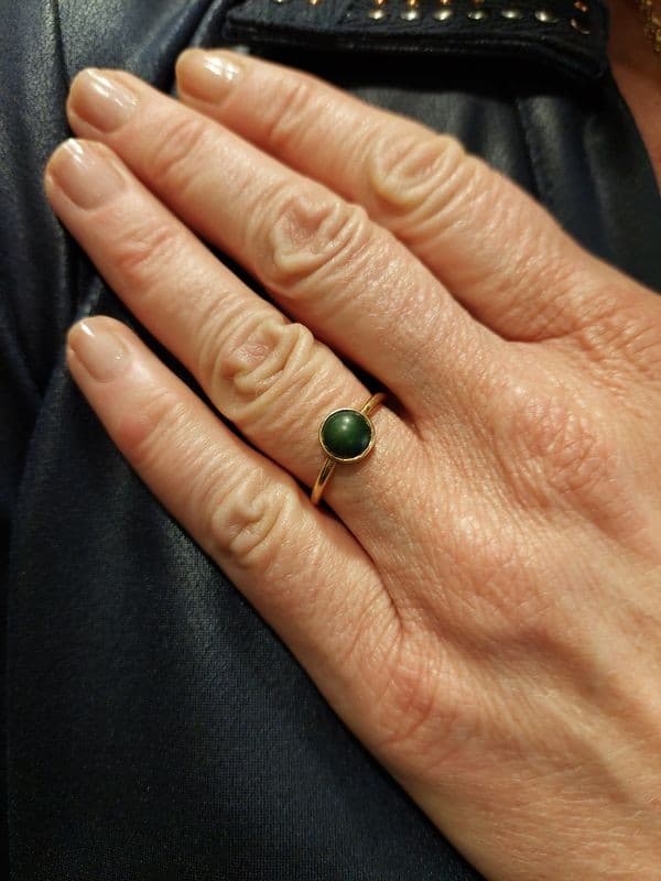 BAGUE ANCIENNE AGATE VERTE — vue 2
