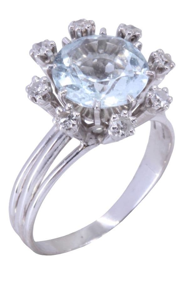 BAGUE MODERNE AIGUE-MARINE ET DIAMANTS — vue 4