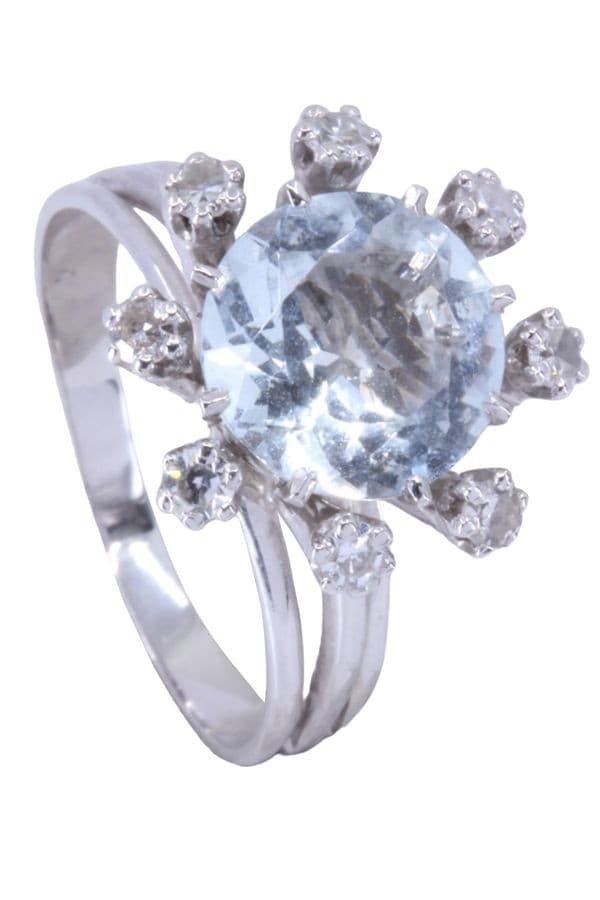BAGUE MODERNE AIGUE-MARINE ET DIAMANTS — vue 5