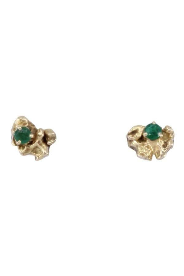 BOUCLES D'OREILLES PÉPITES ÉMERAUDES — vue 1