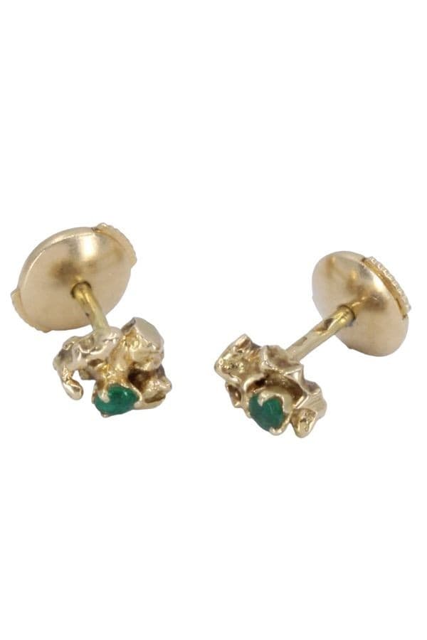BOUCLES D'OREILLES PÉPITES ÉMERAUDES — vue 3