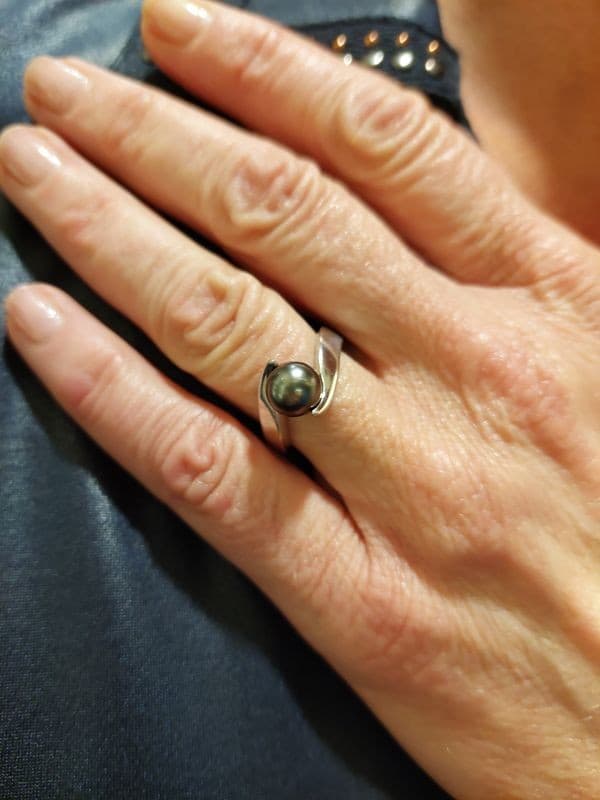 BAGUE MODERNE PERLE DE TAHITI — vue 2