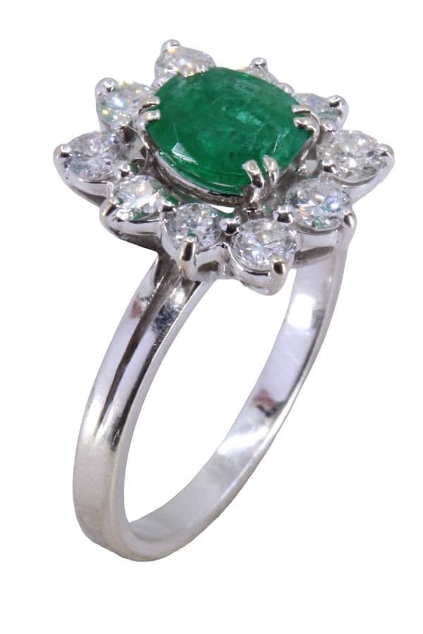 BAGUE MARGUERITE ÉMERAUDE ET DIAMANTS — vue 4