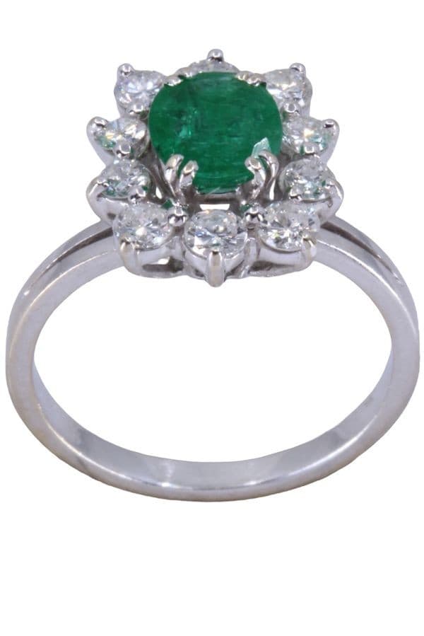 BAGUE MARGUERITE ÉMERAUDE ET DIAMANTS — vue 1