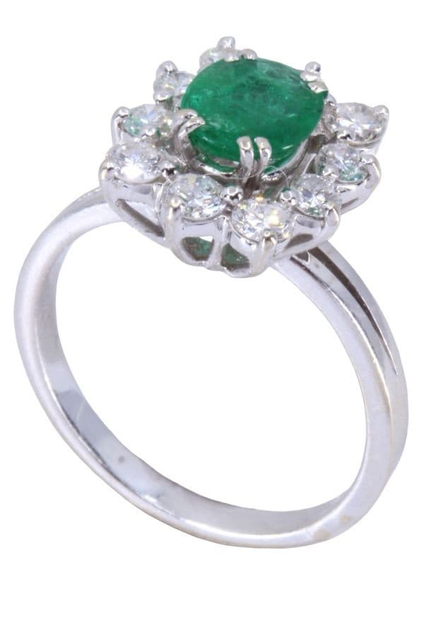 BAGUE MARGUERITE ÉMERAUDE ET DIAMANTS — vue 6