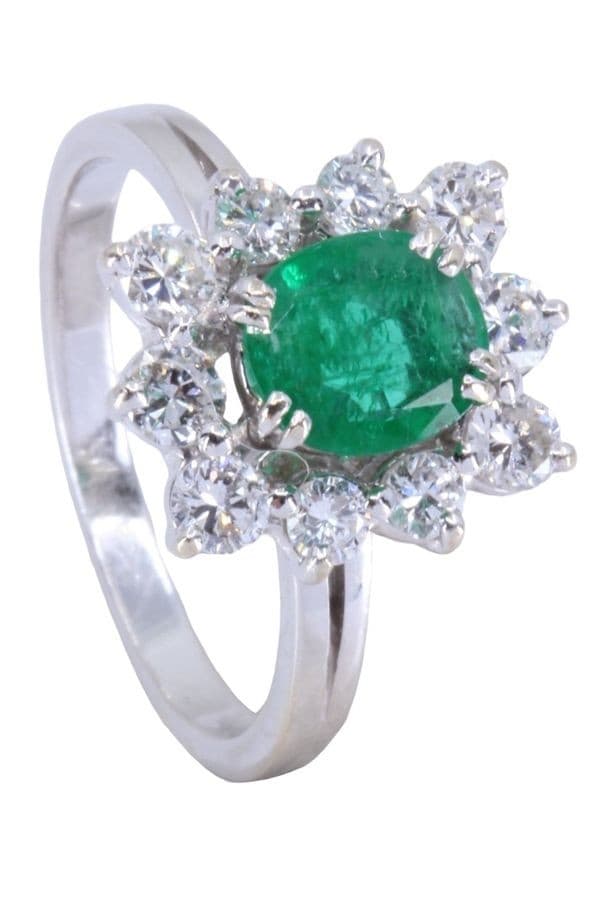 BAGUE MARGUERITE ÉMERAUDE ET DIAMANTS — vue 5