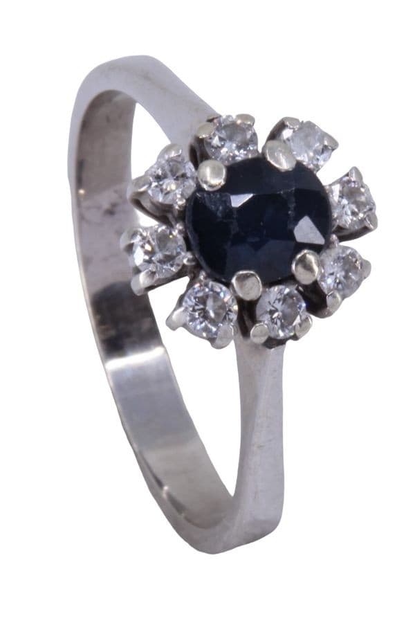 BAGUE MARGUERITE SAPHIR ET DIAMANTS — vue 4