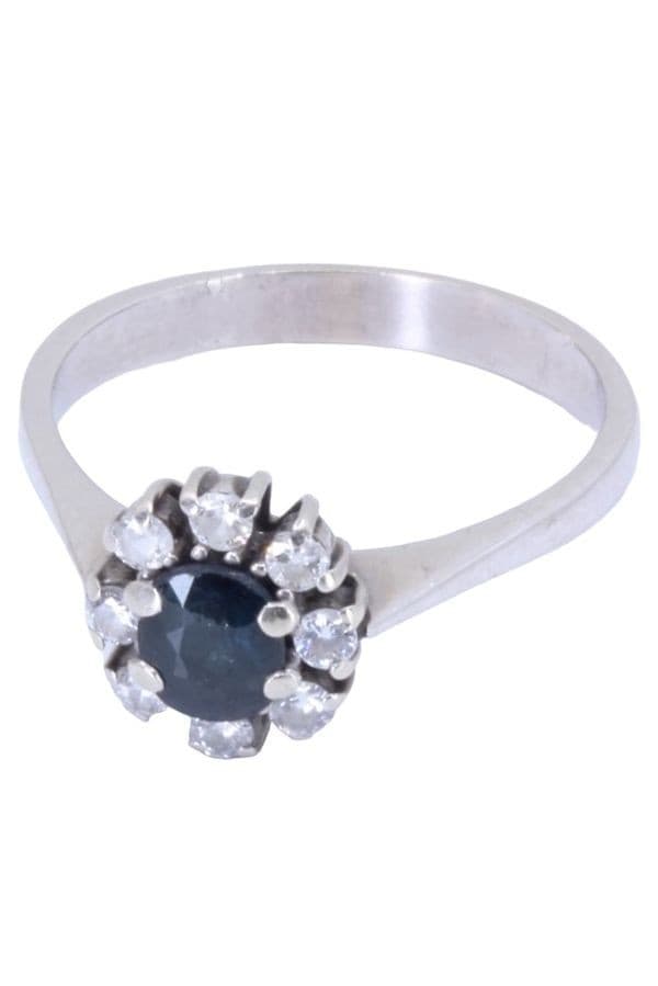 BAGUE MARGUERITE SAPHIR ET DIAMANTS — vue 3
