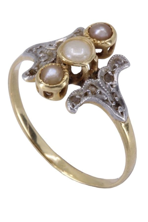 BAGUE ART-NOUVEAU PERLES ET DIAMANTS — vue 6