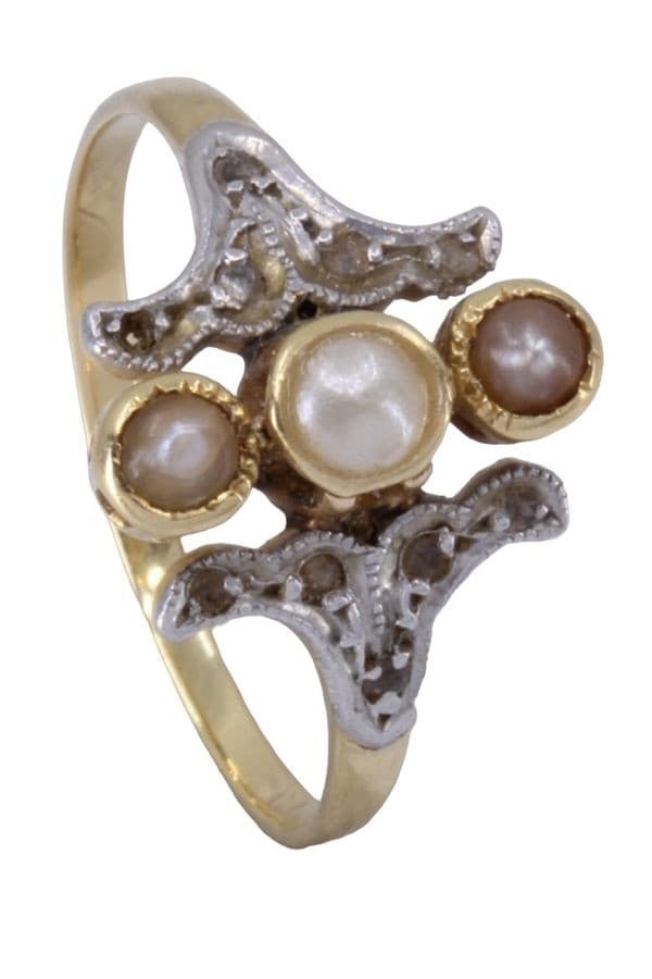 BAGUE ART-NOUVEAU PERLES ET DIAMANTS — vue 5