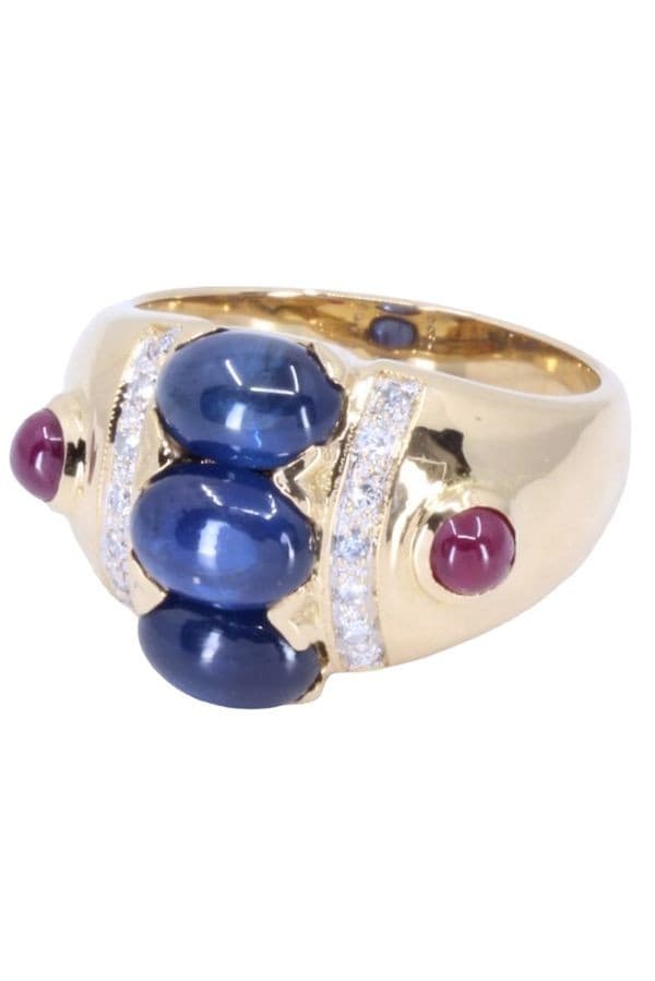 BAGUE SAPHIRS RUBIS ET DIAMANTS — vue 3