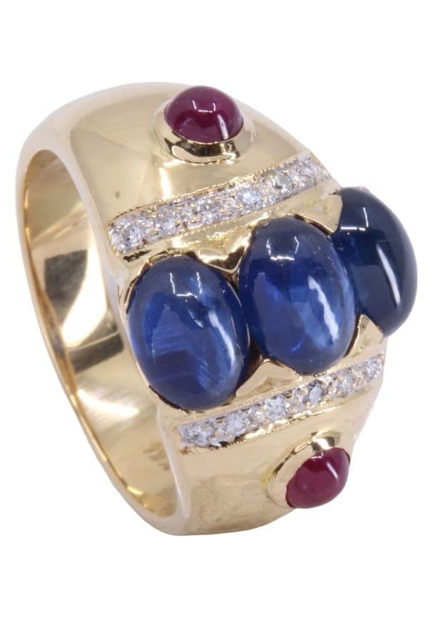 BAGUE SAPHIRS RUBIS ET DIAMANTS — vue 5