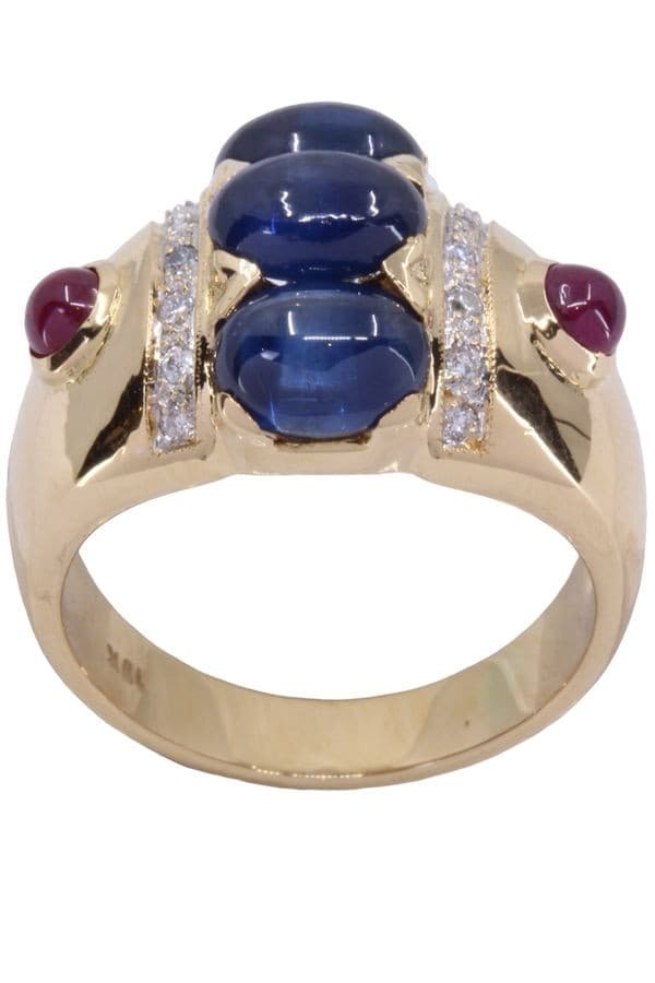 BAGUE SAPHIRS RUBIS ET DIAMANTS — vue 1