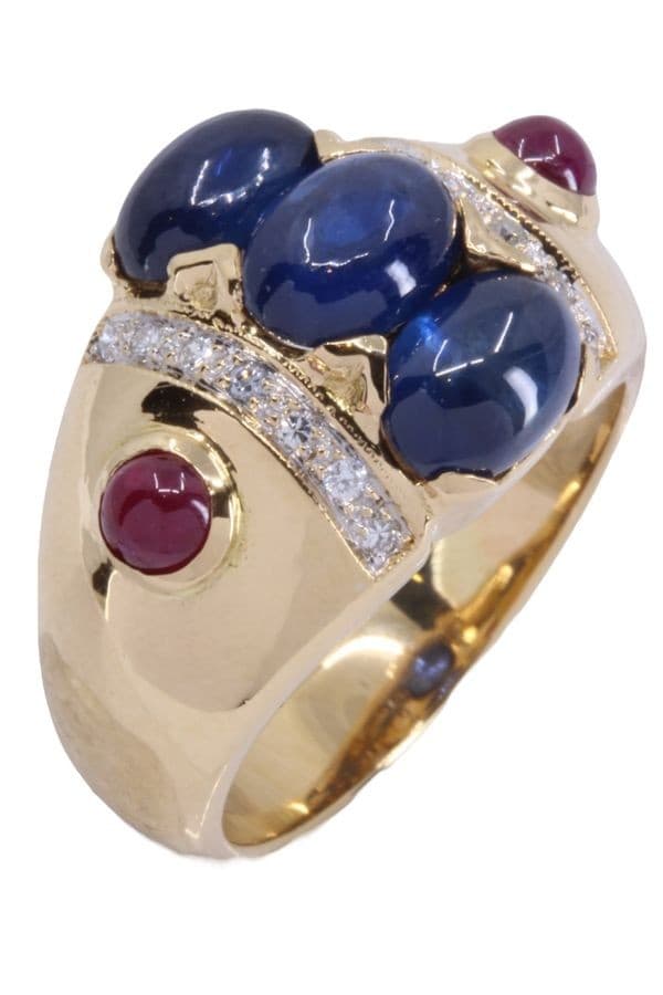 BAGUE SAPHIRS RUBIS ET DIAMANTS — vue 6