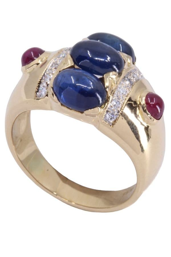 BAGUE SAPHIRS RUBIS ET DIAMANTS — vue 4