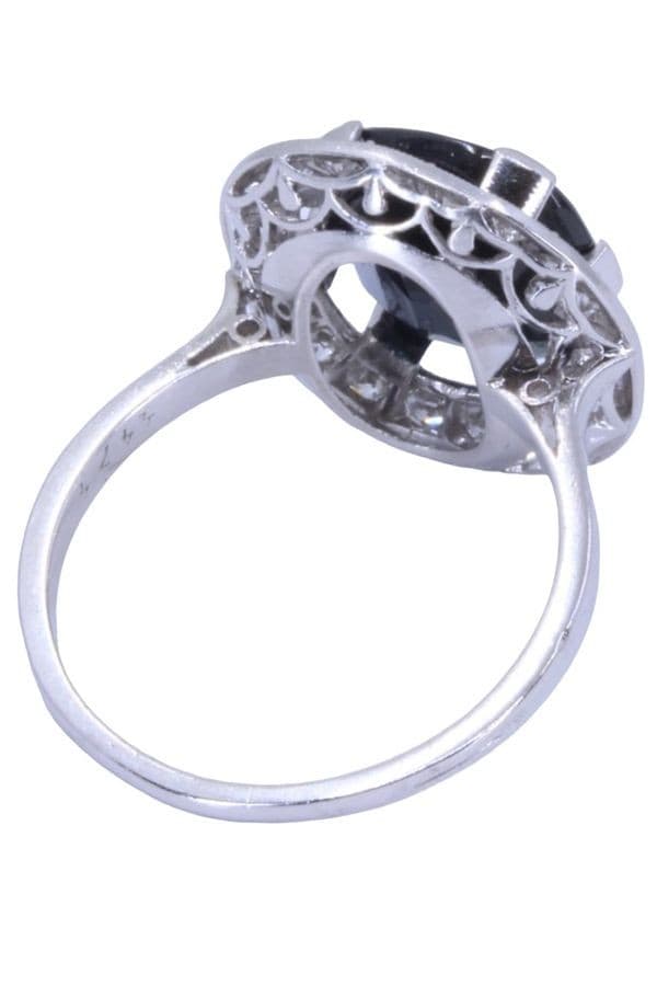 BAGUE POMPADOUR ART-DÉCO SAPHIR ET DIAMANTS — vue 6