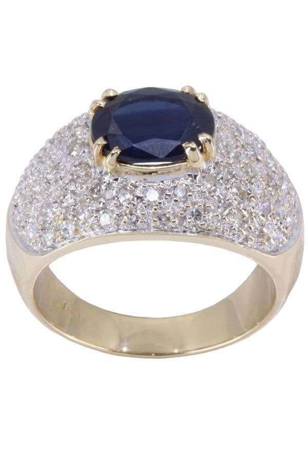 BAGUE MODERNE SAPHIR ET DIAMANTS — vue 1