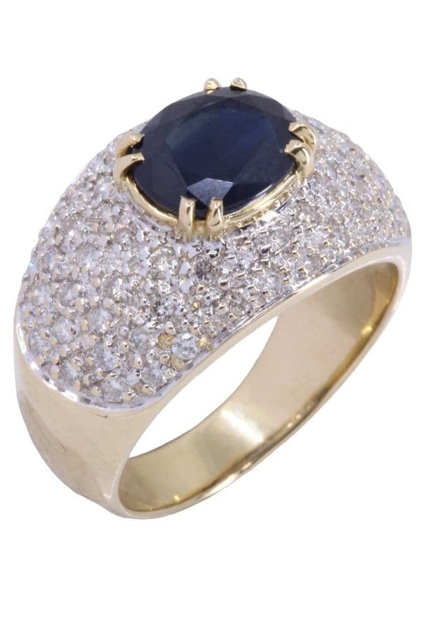 BAGUE MODERNE SAPHIR ET DIAMANTS — vue 3