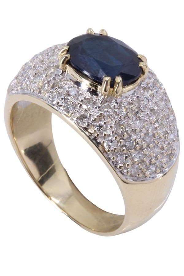 BAGUE MODERNE SAPHIR ET DIAMANTS — vue 4