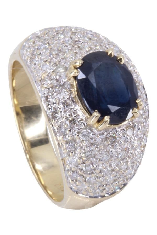 BAGUE MODERNE SAPHIR ET DIAMANTS — vue 5