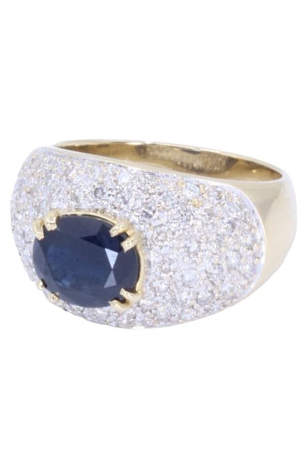 BAGUE MODERNE SAPHIR ET DIAMANTS — vue 6
