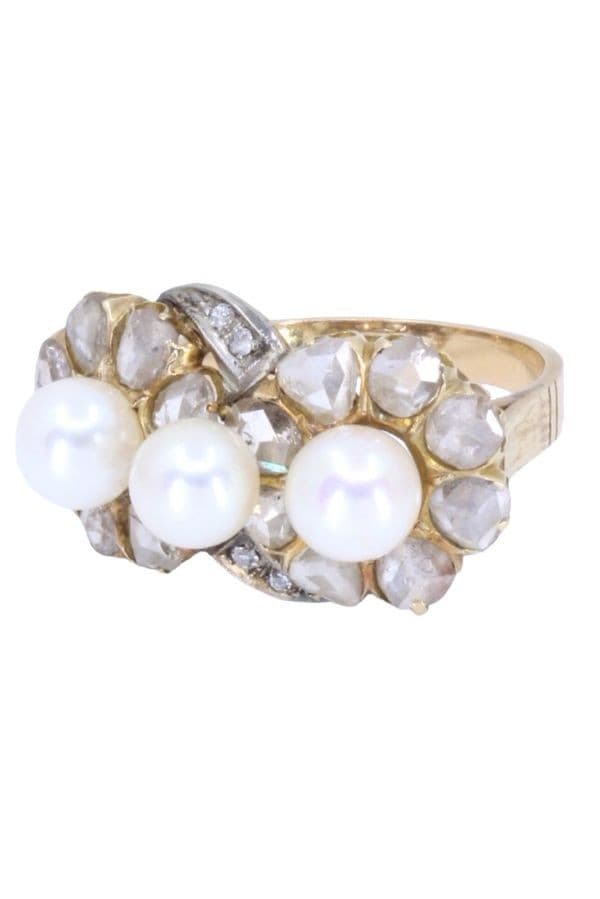 BAGUE ART-NOUVEAU PERLES ET DIAMANTS — vue 3