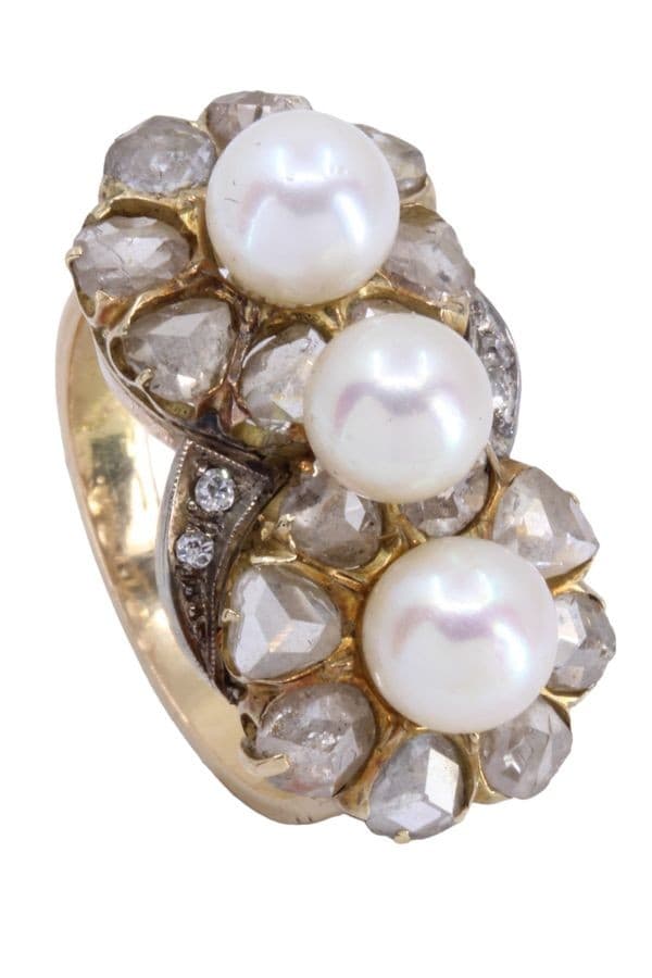 BAGUE ART-NOUVEAU PERLES ET DIAMANTS — vue 5