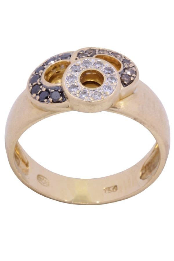 BAGUE MODERNE DIAMANTS 3 TONS — vue 1