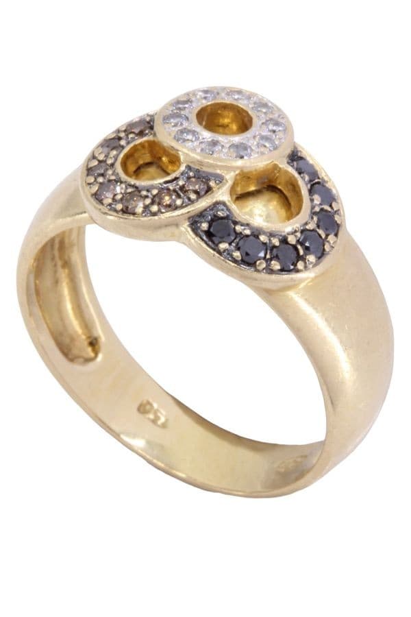 BAGUE MODERNE DIAMANTS 3 TONS — vue 4
