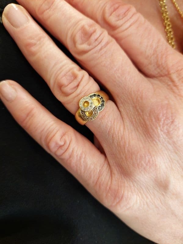 BAGUE MODERNE DIAMANTS 3 TONS — vue 2