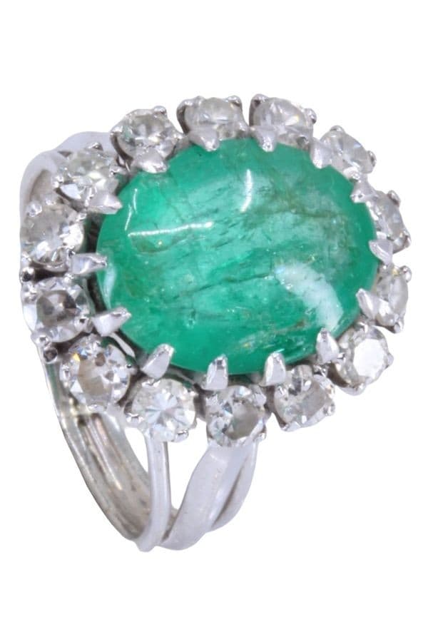 BAGUE POMPADOUR ÉMERAUDE ET DIAMANTS — vue 5