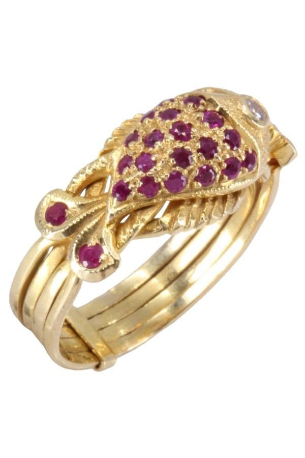 BAGUE POISSON RUBIS ET DIAMANT — vue 5