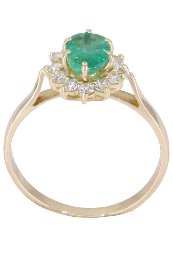 BAGUE POMPADOUR ÉMERAUDE ET DIAMANTS — vue 1