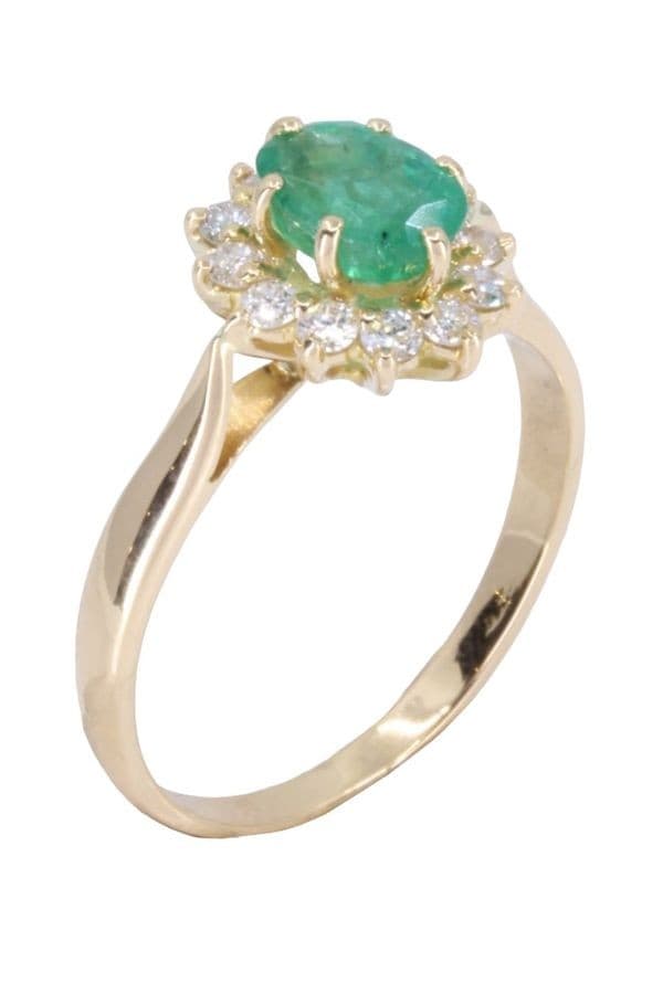 BAGUE POMPADOUR ÉMERAUDE ET DIAMANTS — vue 4