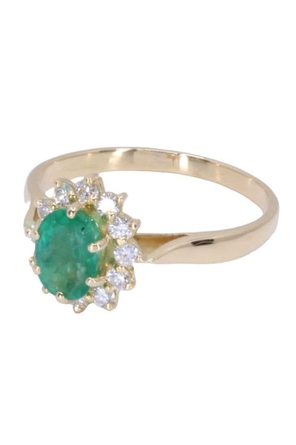 BAGUE POMPADOUR ÉMERAUDE ET DIAMANTS — vue 3