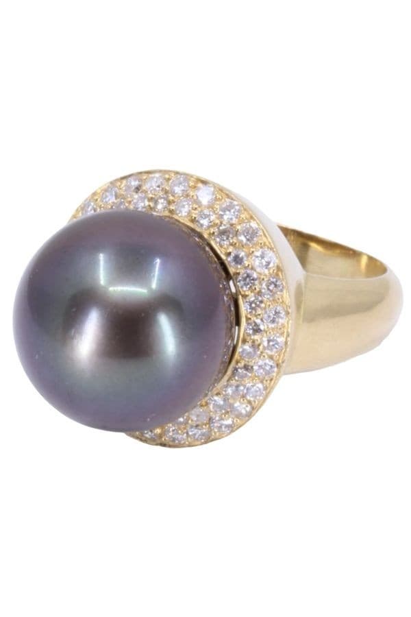 BAGUE PERLE DE TAHITI ET DIAMANTS — vue 3