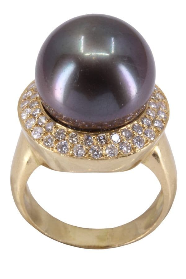 BAGUE PERLE DE TAHITI ET DIAMANTS