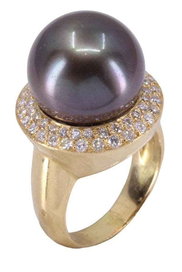 BAGUE PERLE DE TAHITI ET DIAMANTS — vue 4