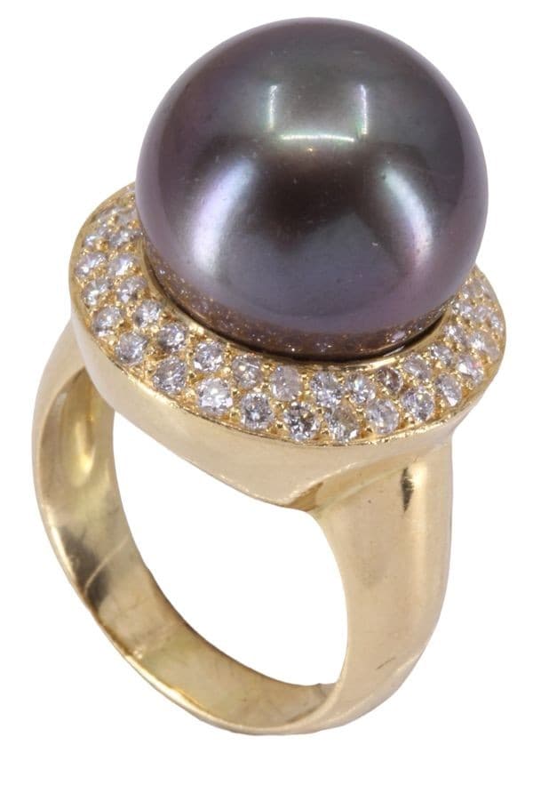 BAGUE PERLE DE TAHITI ET DIAMANTS — vue 5