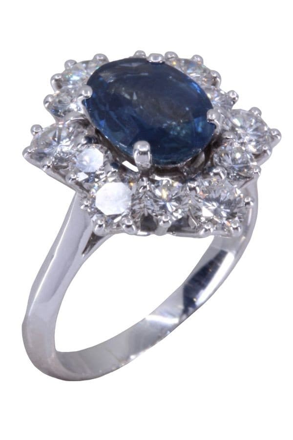 BAGUE POMPADOUR SAPHIR ET DIAMANTS — vue 4