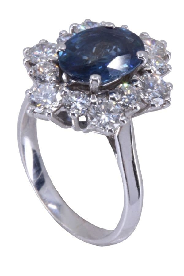 BAGUE POMPADOUR SAPHIR ET DIAMANTS — vue 6