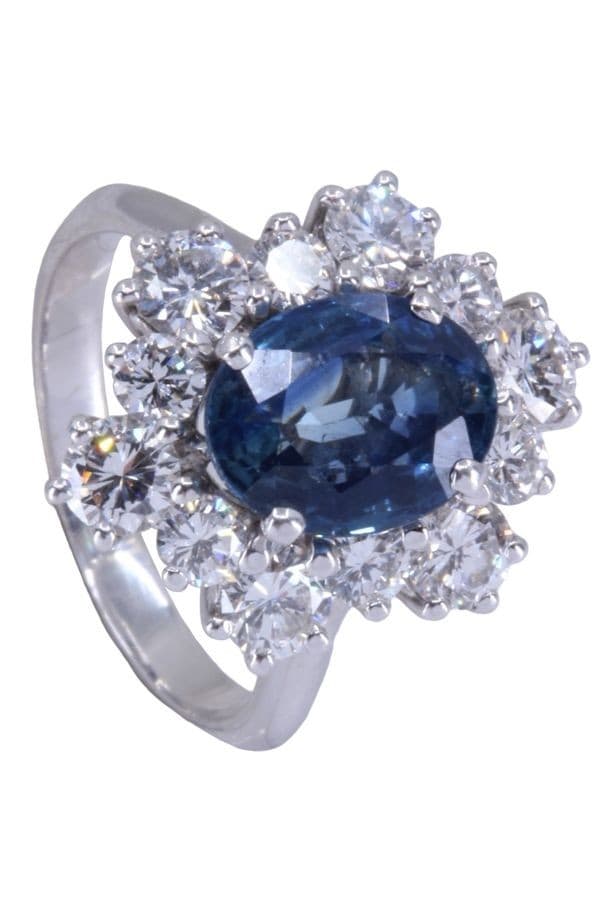 BAGUE POMPADOUR SAPHIR ET DIAMANTS — vue 5